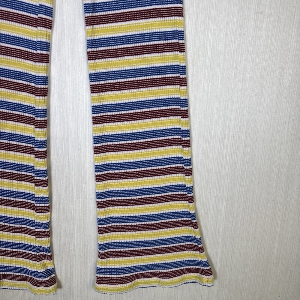 Zara Pants Womens Sz S Knit Striped Colorful Pull On Yellow Red Blue Ribbed - Picture 5 of 12